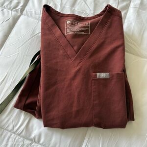 Figs V-Neck Scrub Top and pants in Walnut